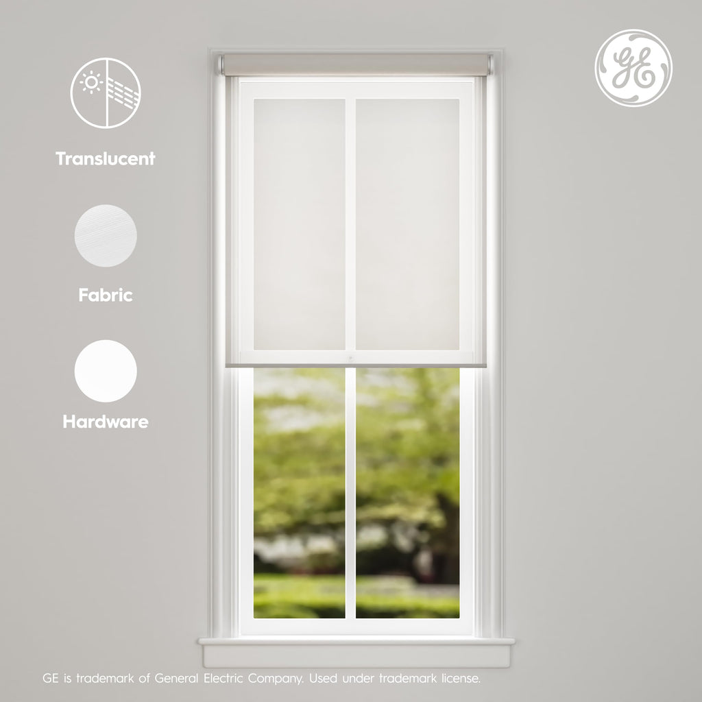 GE Smart Shades Motorized Roller Shade, Translucent White, 30 in, White