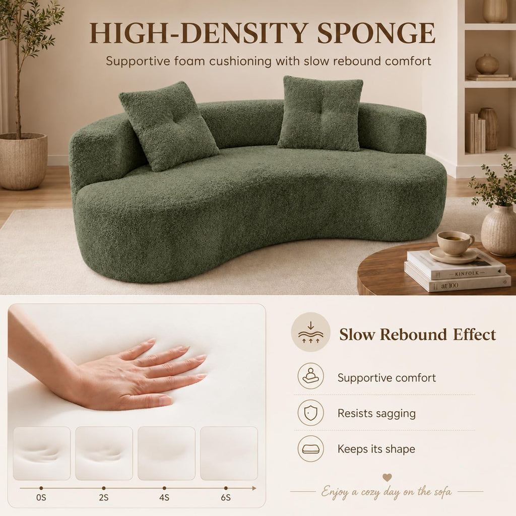 Luxury 80" Curved Loveseat, Chenille Curved Couch with 2 Big Pillows & Extra Wide Armrests, Comfy Upholstered