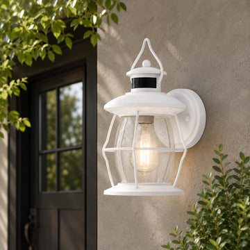 Motion Sensor Outdoor Lights, White Exterior Wall Lantern