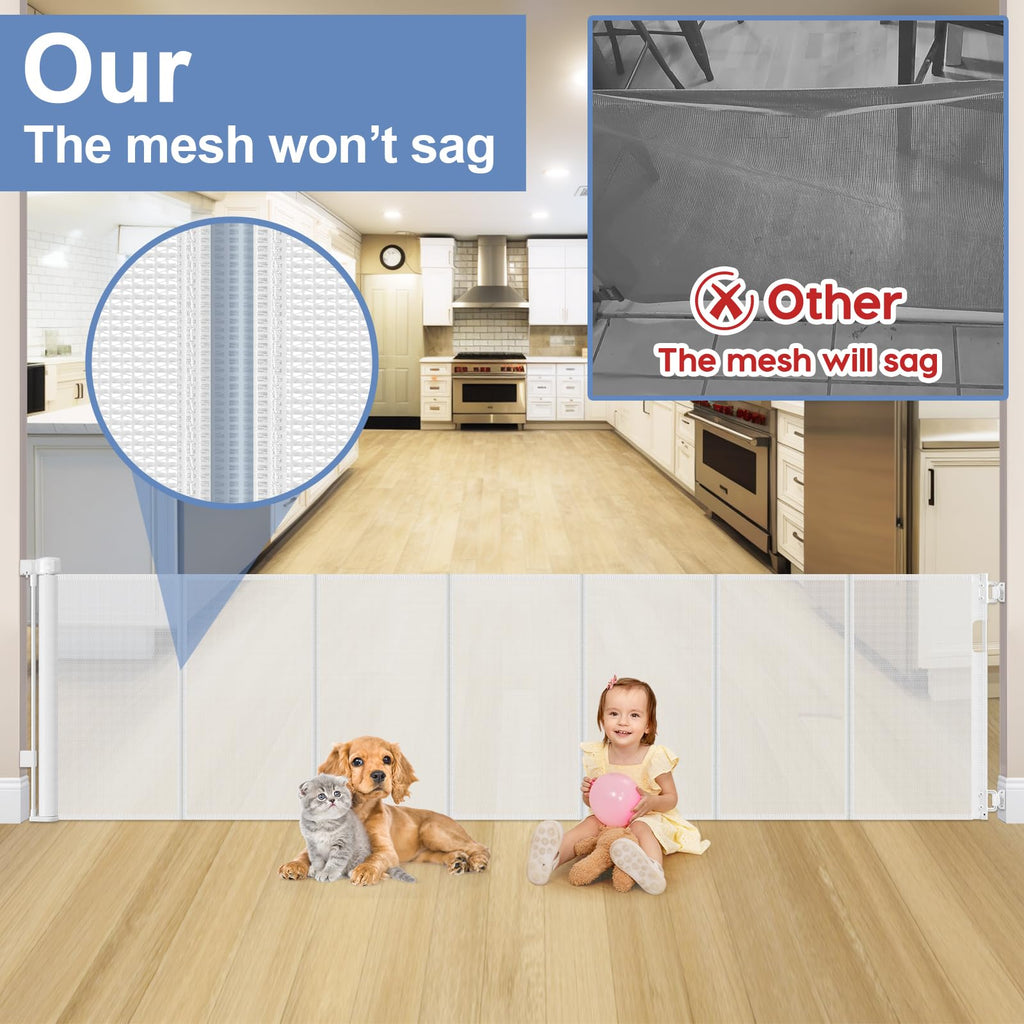 Reinforced 150 Inch Retractable Baby Gates for Doorways Extra Wide Baby Gates for Large Openings Child Gate for Wide