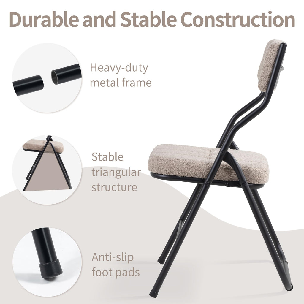 Padded Folding Chairs, 4 Pack Dining Chair with Cushion