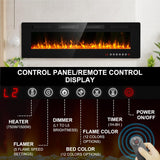 60" Ultra Thin Electric Fireplace Insert-ETL Certified, Recessed/Wall Mount, 3D Flame with Crystal