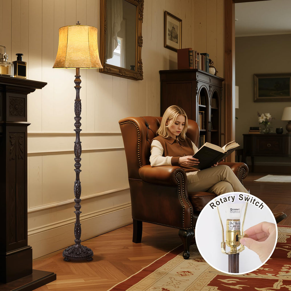 Vintage 66" Tall Floor Lamp Bedroom, Dark Brown