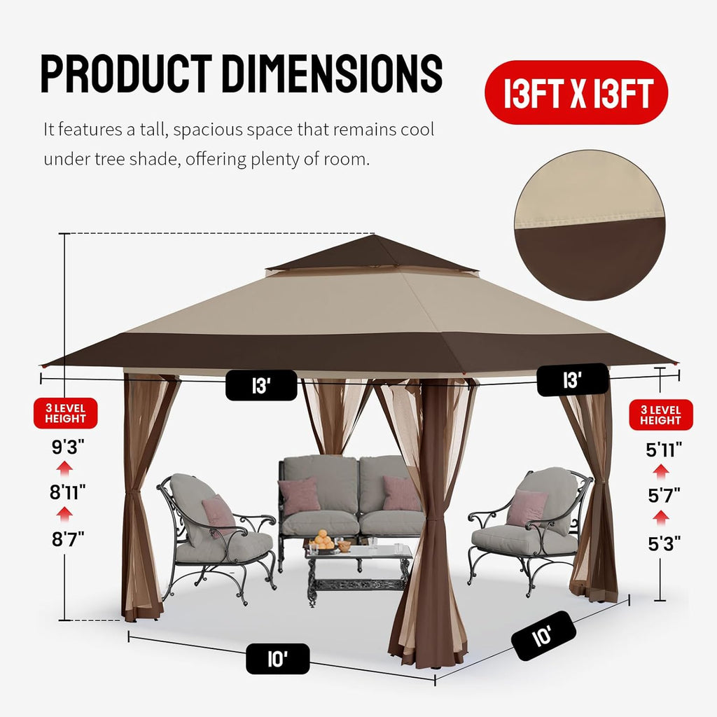 13x13 Pop Up Gazebo, Canopy Tent, Gazebos on Clearance - Out - Image 6