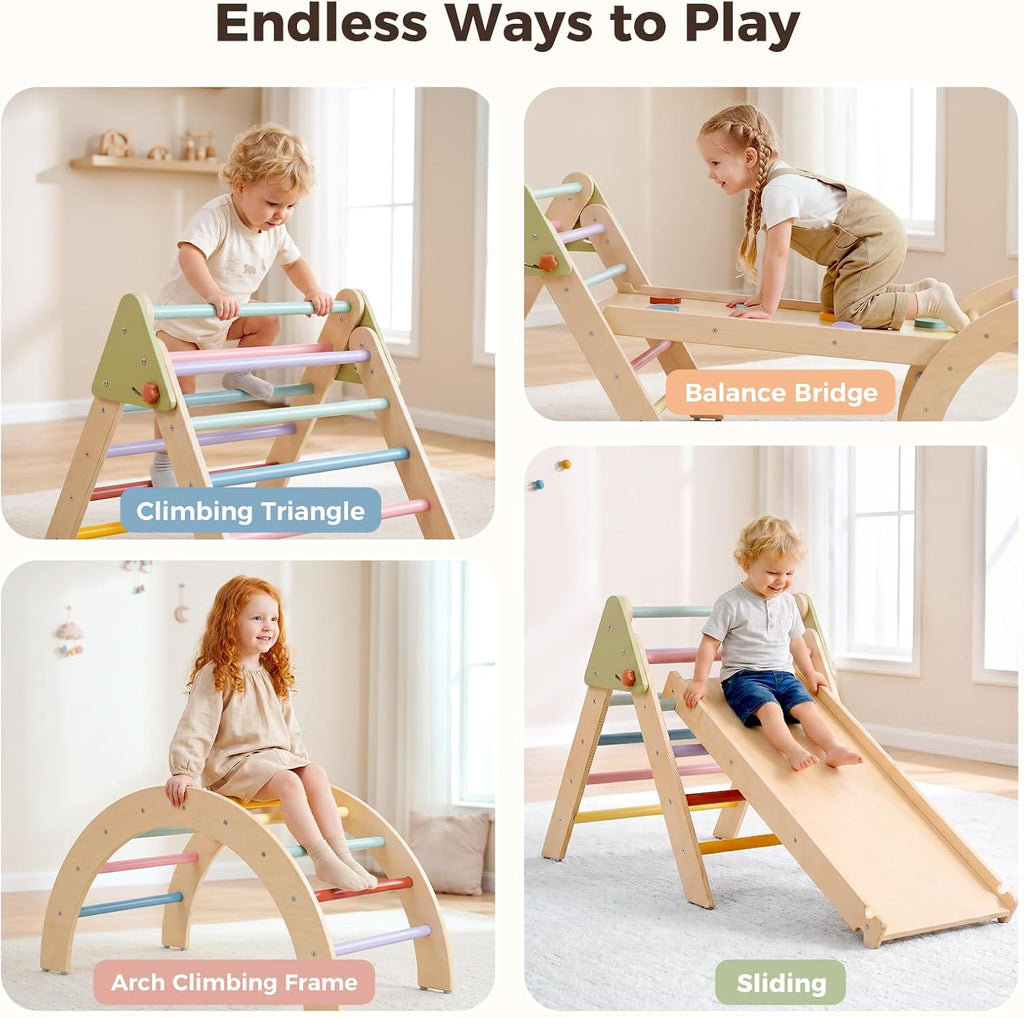 Foldable Triangle Climbing Toy with Slide for Toddlers 1-3
