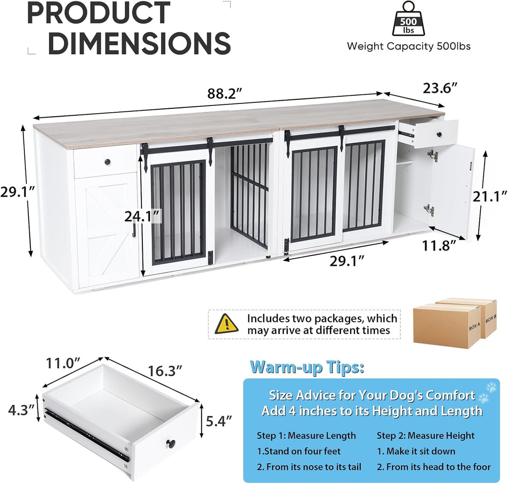 Dog Crate Furniture, Dog Kennel Cage, White