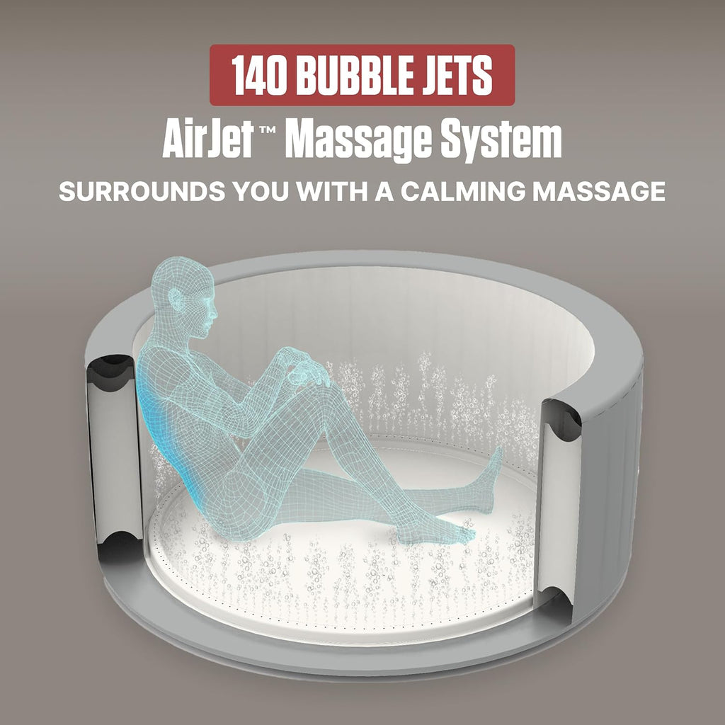 SaluSpa 4-6 Person AirJet Inflatable Hot Tub w/EnergySense Cover, 77"x28" Bundled w/SaluSpa Drink Holder, Spa Side
