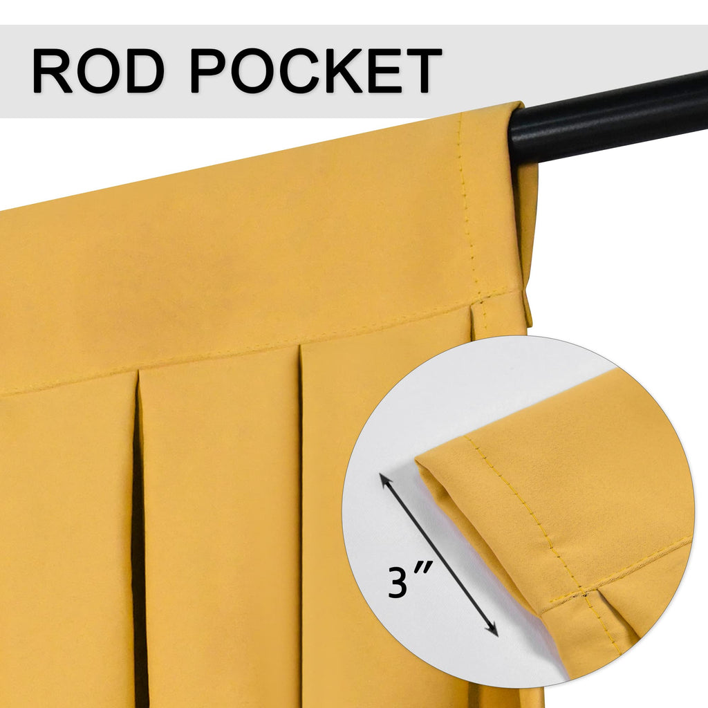 Blackout valances for Windows Energy Efficient Rod Pocket Curtain Valance Kitchen and Bedroom, Width 98 inch (Yellow