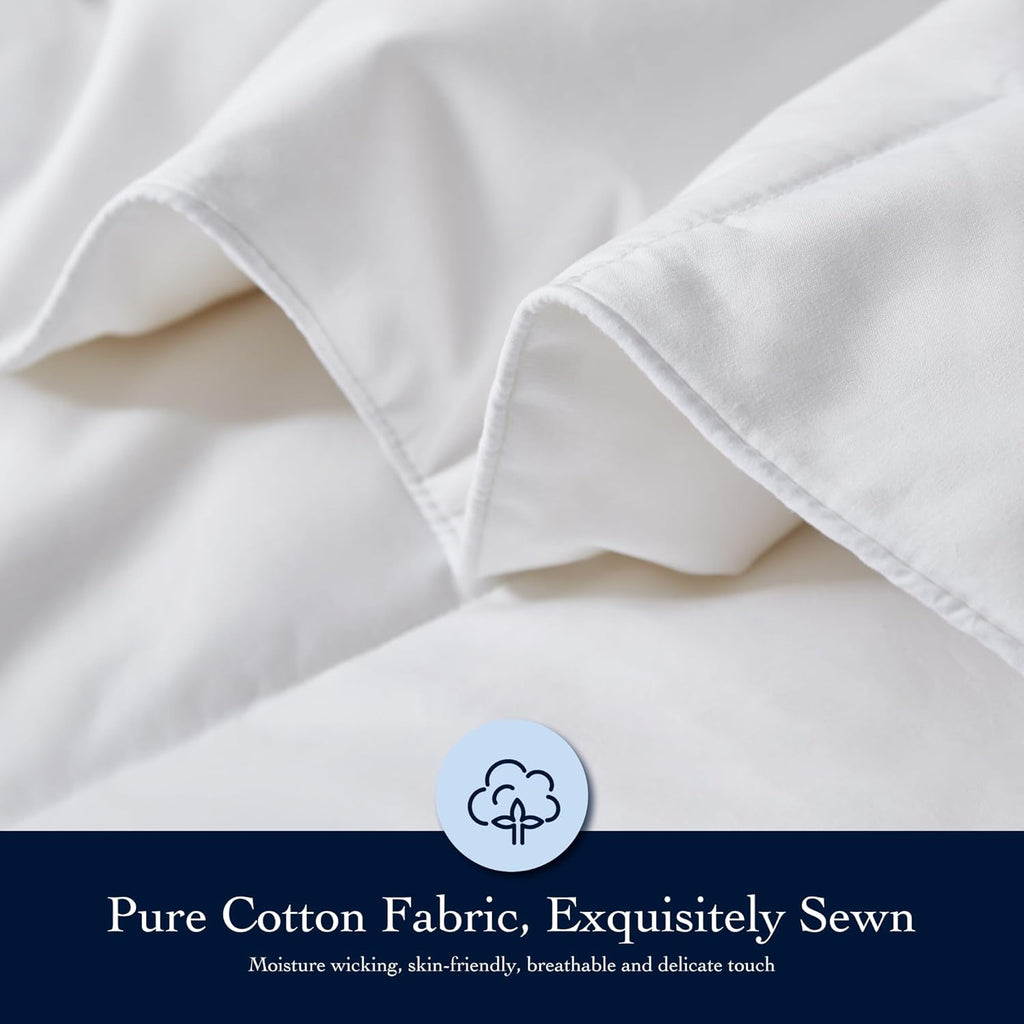 Down Fiber Comforter Twin-All Season Duvet Insert, Luxury Fluffy Bed Comforter 100% Cotton 300 Threa