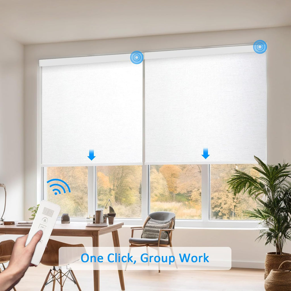 Motorized Blinds with Remote Cordless Automatic Motorized Shades Blinds for Windows Smart Curtains Compatible with