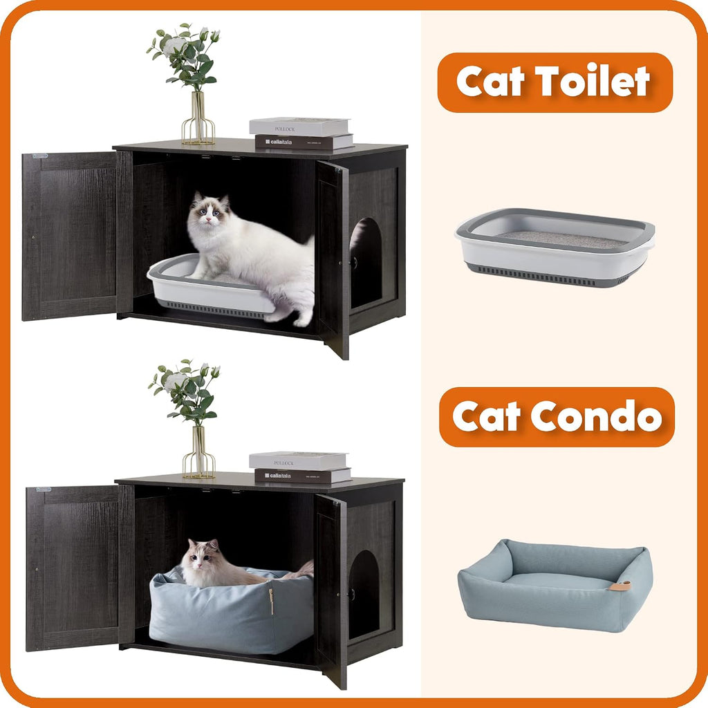Cat Litter Box Enclosure, Hidden Litter Box Furniture, 27.6 Inches