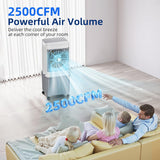 Upgraded Cooling 10 Gallon Evaporative Air Cooler, Swamp Cooler with 120° Oscillation, 7-Hour Timer, Remote Control