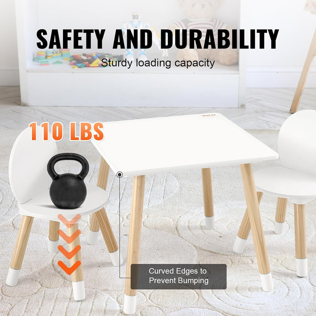 Kids Table and Chairs, Toddler Table and Chair Set, Children Wooden Multi-Activity Table for Play, Art, Craft
