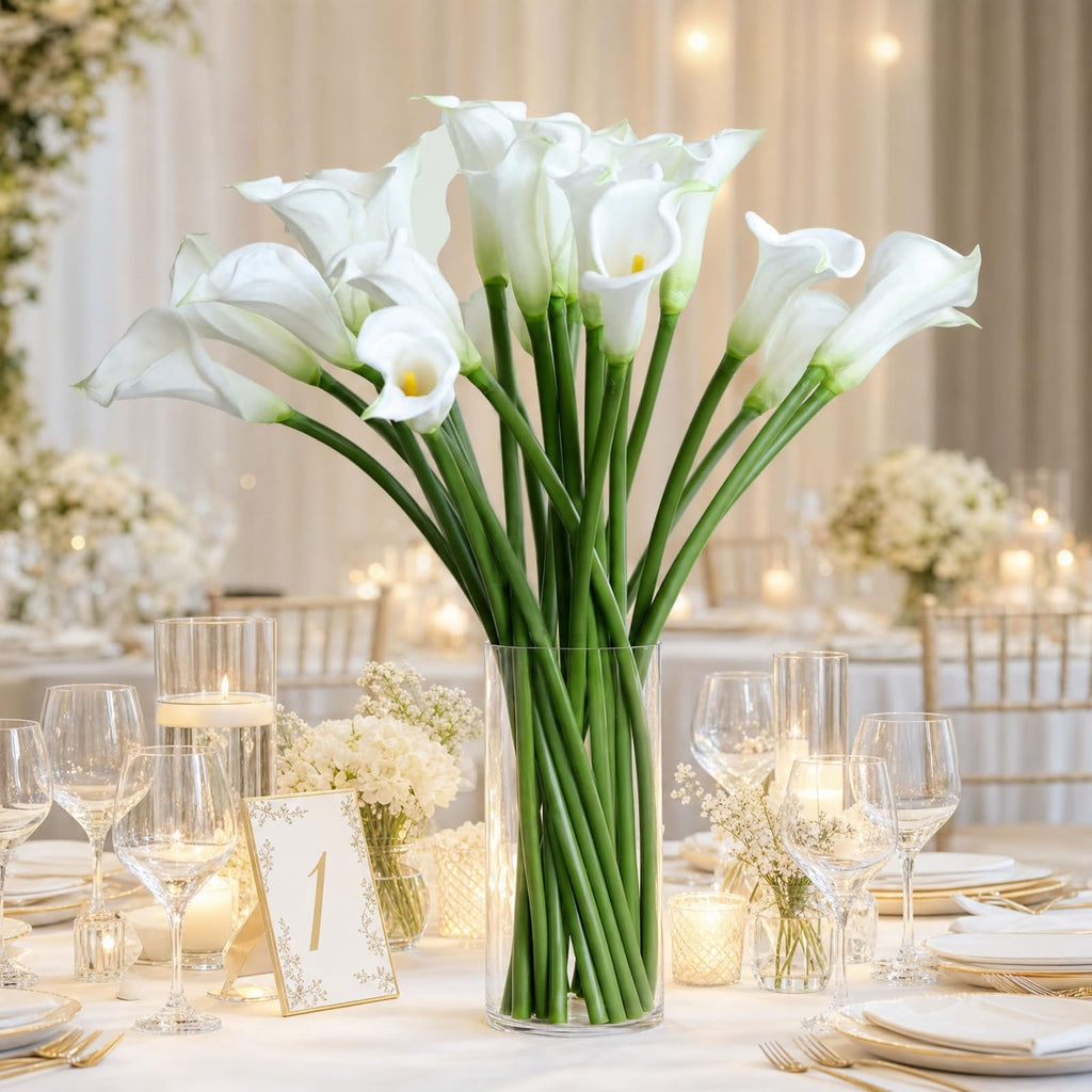12 PCS 23.6 Inch Real Touch Artificial Calla Lily Flowers, White