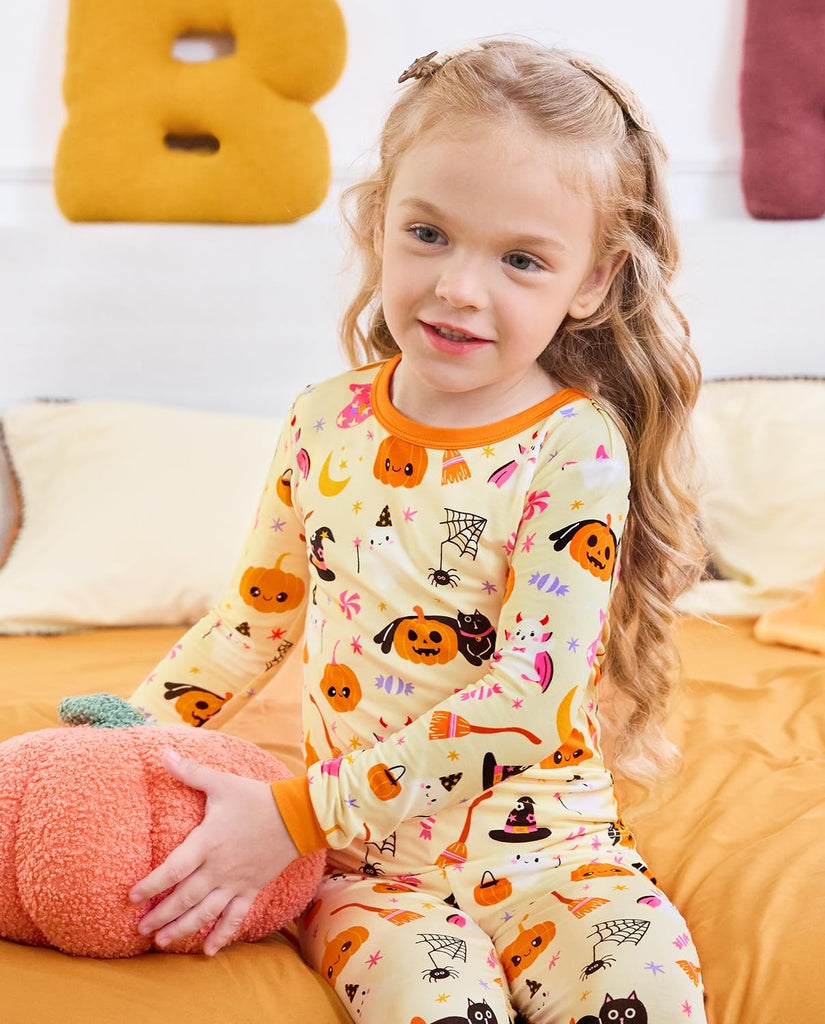 Bamboo Viscose Toddler Girls Kids Pajama Sets 12M- Snug fit Long-Sleeve Softness Sleepwear Pjs 2pcs Jammies
