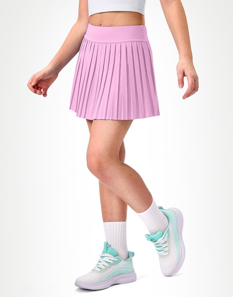Girls Tennis Skirt with Shorts,Pleated Athletic Skort with Pockets for Golf,Running & School Uniform Skirt