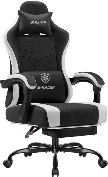 Gaming Chair with Massage & Footrest, Ergonomic Computer Office Chair, High-Back Racing Style Reclining Chair with