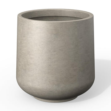 Accent Round Curved Weathered Concrete Planter 13" Dia, Outdoor