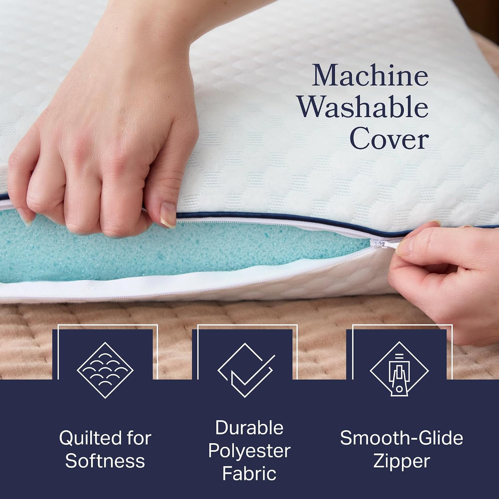 Cooling Gel Memory Foam Pillow for Sleeping - King Size, Ventilated Cooling Pillow for Side & Back Sleepers, Neck &