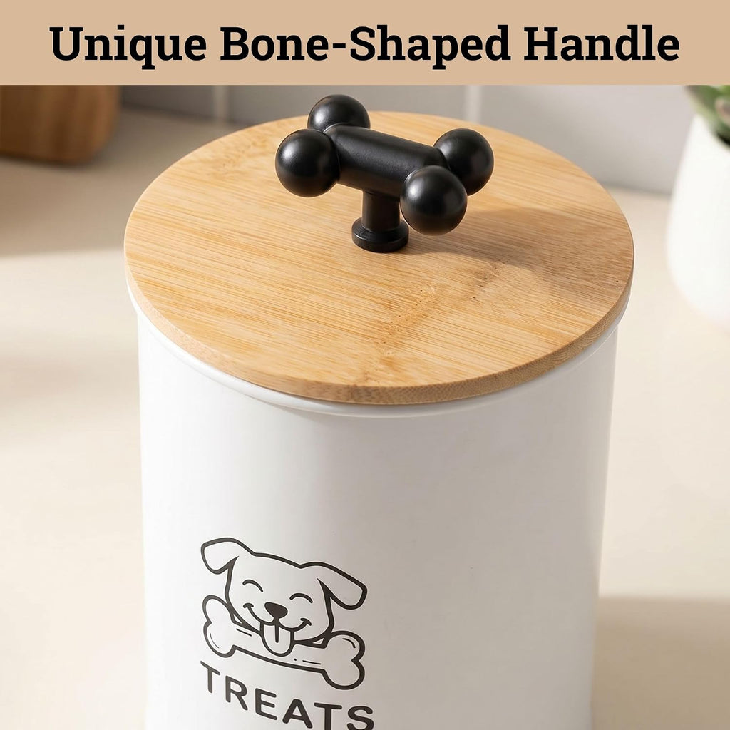Dog Treat Container Airtight, 4.6"W x 6"H, Powder Coated, 6 Cup Capacity