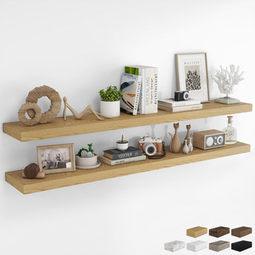 72Inch Floating Shelves for Wall 2Pack, Oak, 8" Deep