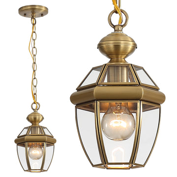 Solid Brass Outdoor Pendant Light, Antique Brass