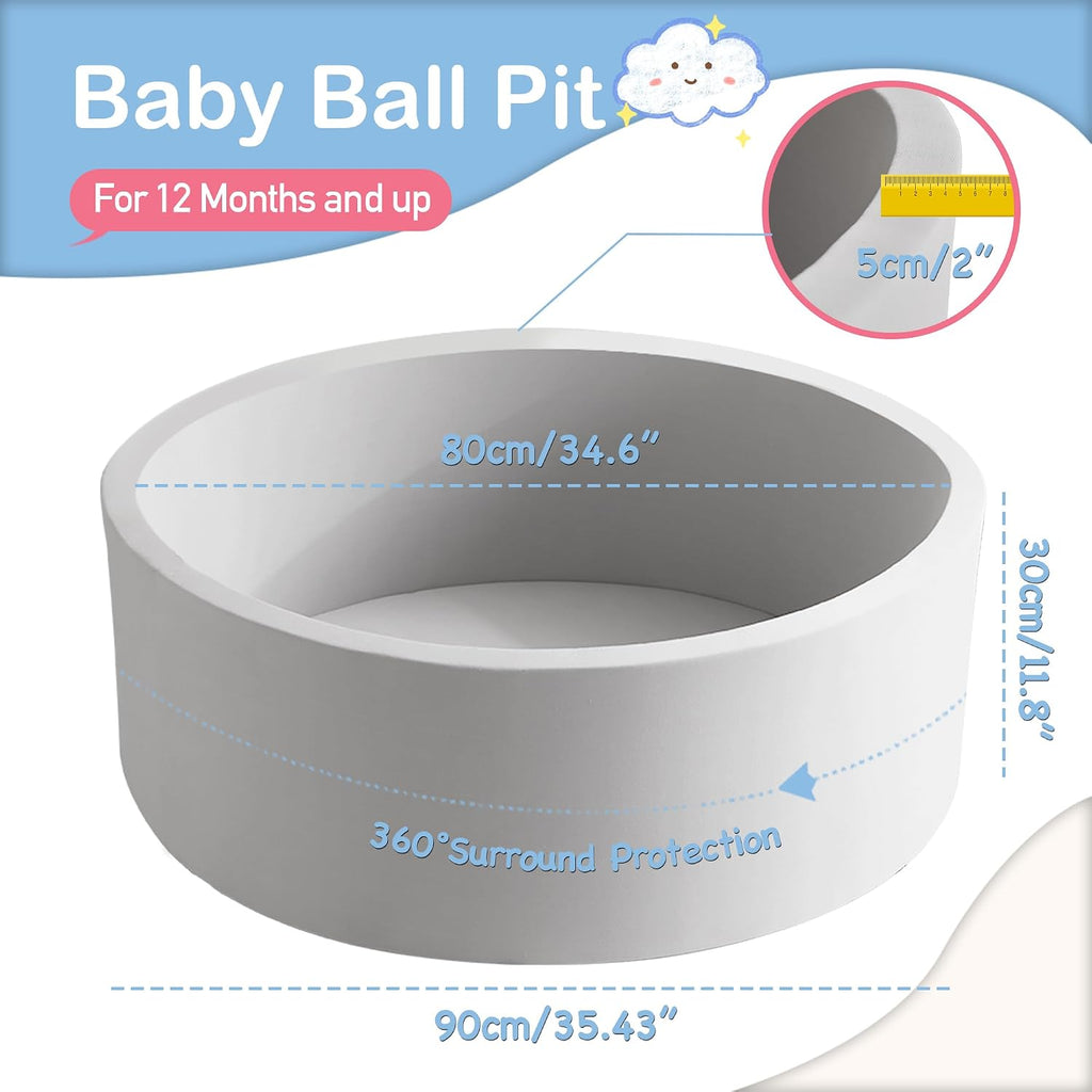 35.4" x 11.8" Foam Ball Pit for Toddlers, Baby Round Balls Pool for Babies 1-3, Kids Play Ball Pits for Boys