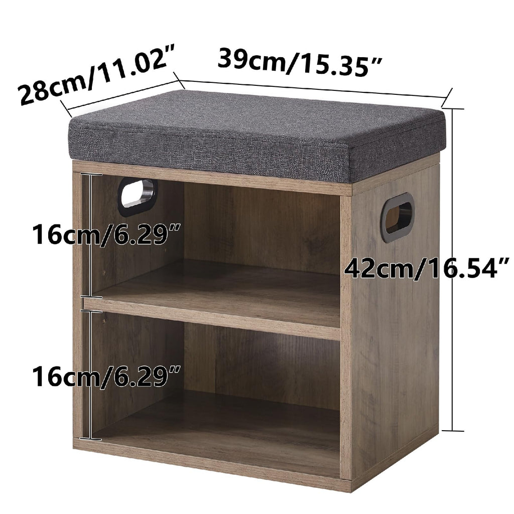 Small Shoe Storage Bench with Cushion, Silver Gray