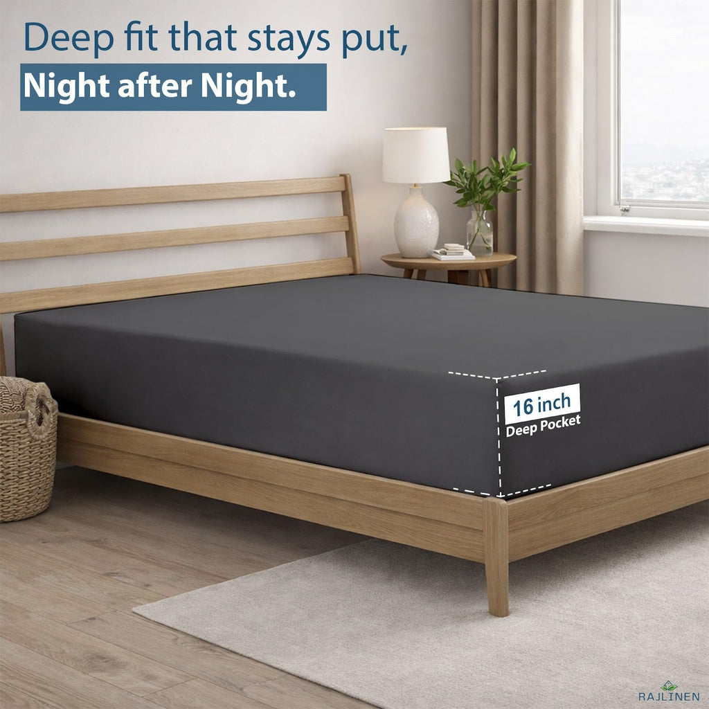 100% Cotton Three Quarter (48" x 75") Sheets Set, Cooling & Breathable Bed Sheets, 16 Inch Deep Pocket Fitted Sheet