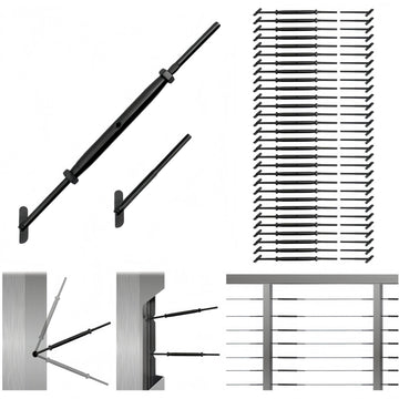 30 Pairs Black PVD Cable Railing Hardware Kit for 1/8" Wire Rope