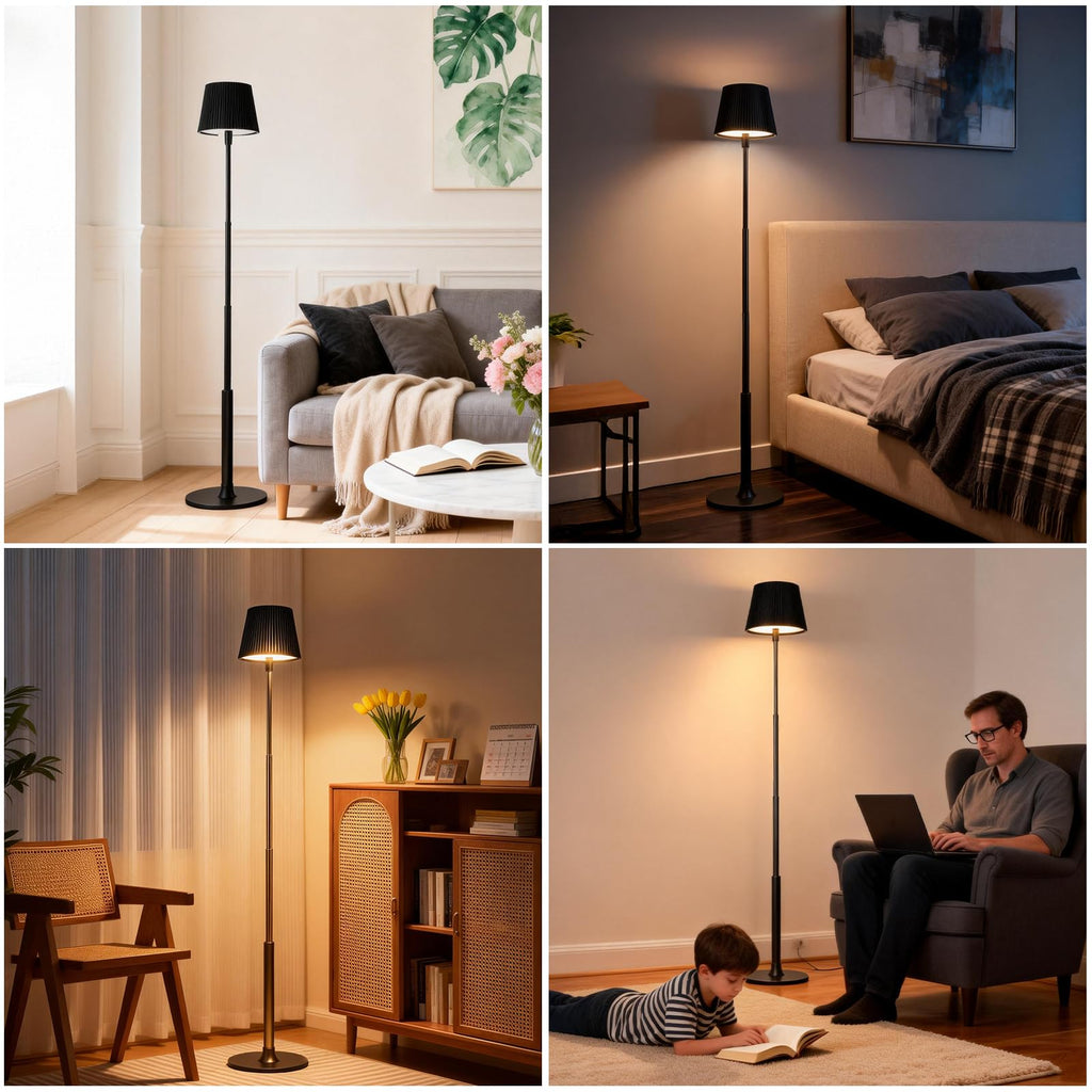 LED Standing Floor Lamp, Corner, Black