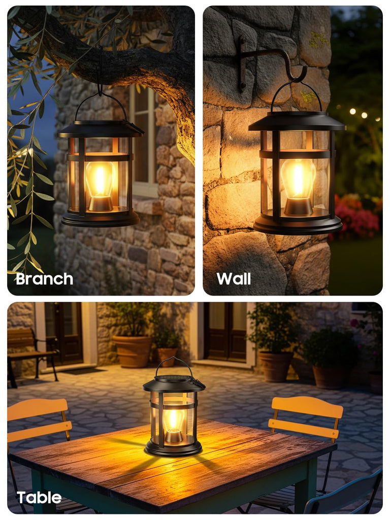 Lantern Outdoor Waterproof, 2 Pack Bright Hanging Solar Lights for Outside Decorative, Upgraded Solar Powered