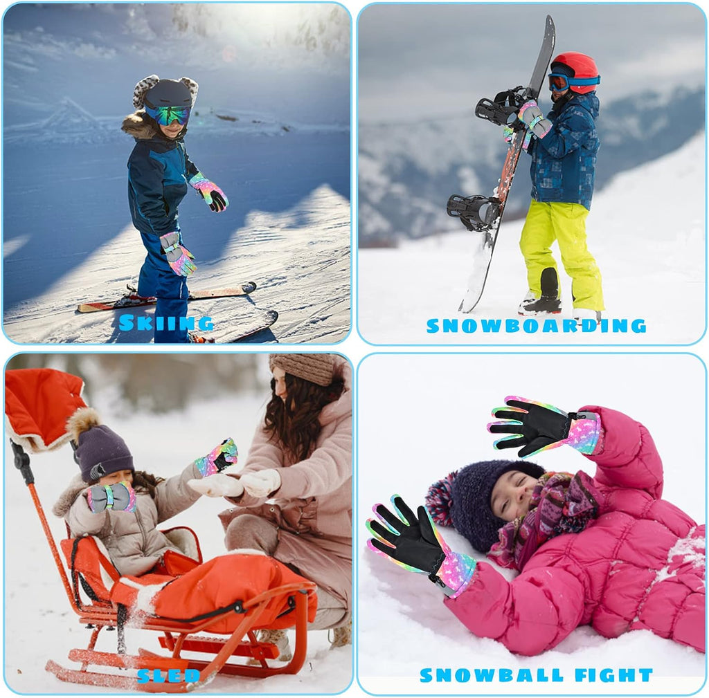 Kids Gloves Winter Snow Waterproof Ski Gloves for Girls Toddler Outdoor Windproof