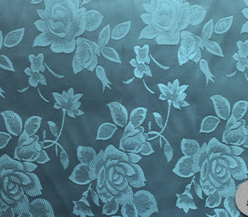 Satin Floral Fabric 58" Wide Sold By The Yard (Aqua)
