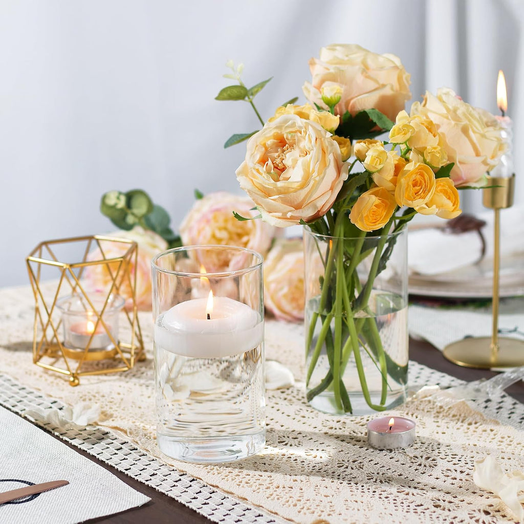 12pcs Glass Cylinder Vases for Centerpieces, 6 Inch Clear Flower Vases for Wedding Decorations and Indoor Home Decor