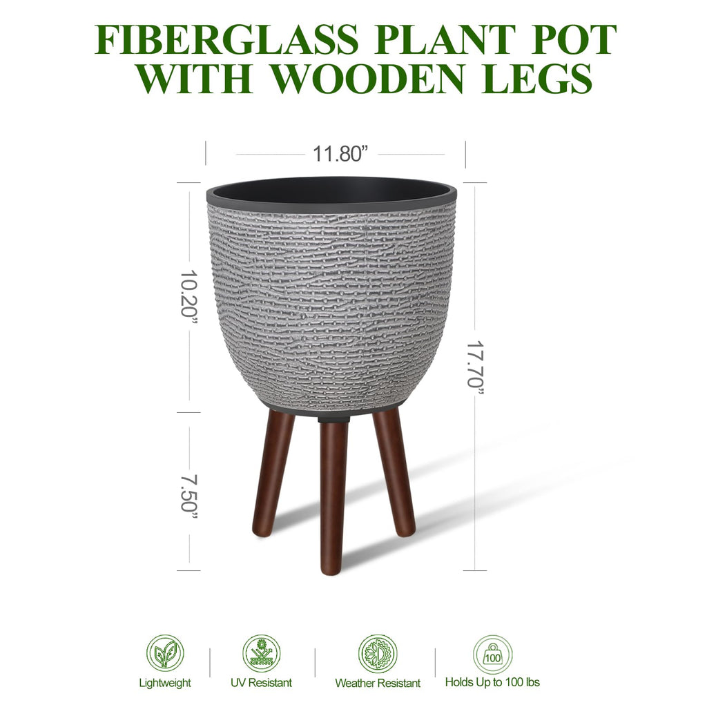 12 Inches Large Decorative Plant Pot with Stand