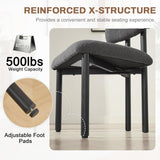 Boucle Dining Chairs Set of 2, Upholstered Kitchen Dinning Room Chair with Curved Backrest and Metal Frame