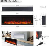 60" W Smart Wall Mount & in Wall Recessed Electric Fireplace Insert, Heater 750W/1500W