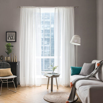 2 Panels White Sheer Curtains 54 X 108 Inches