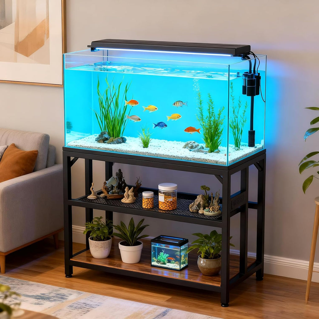40 Gallon Metal Aquarium Fish Tank Stand, Rustic Brown