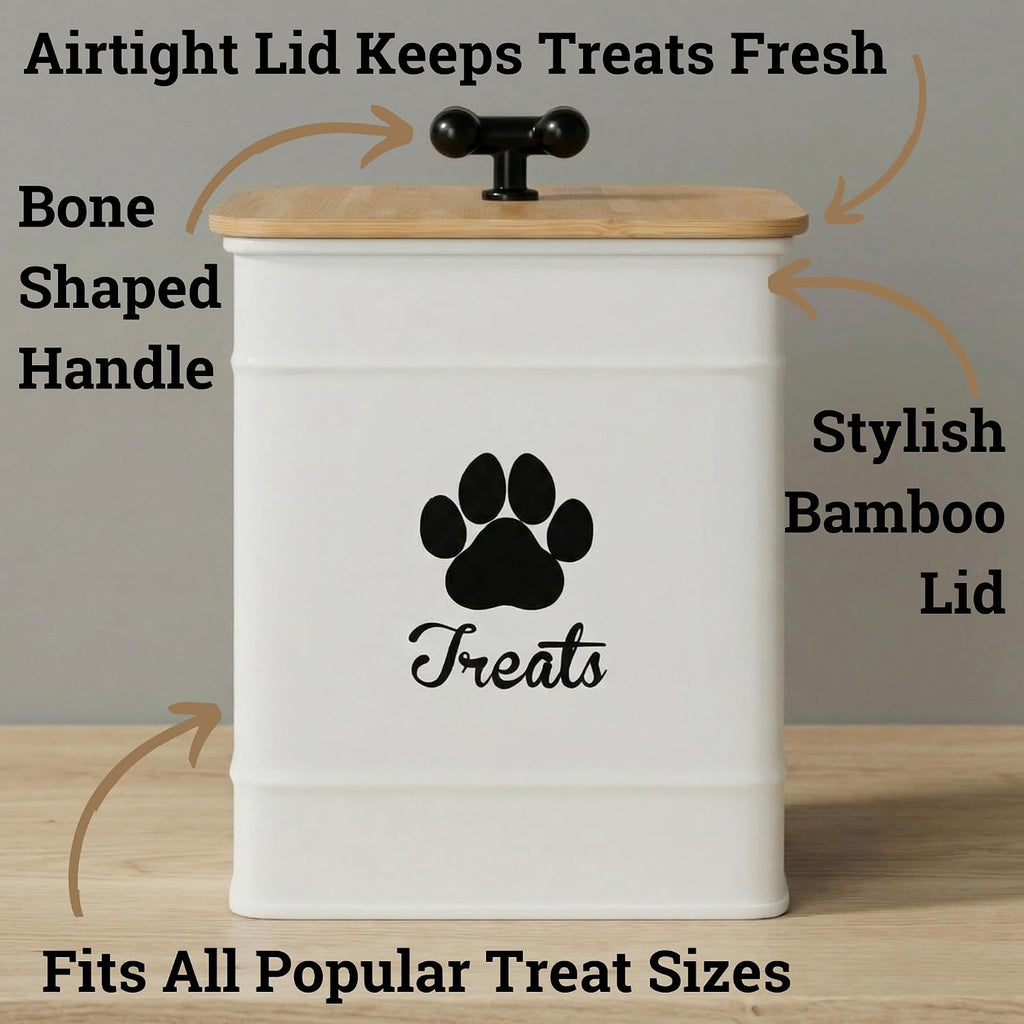 Dog Treat Container Airtight, 6"W x 8"H, Powder Coated, 12 Cup Capacity