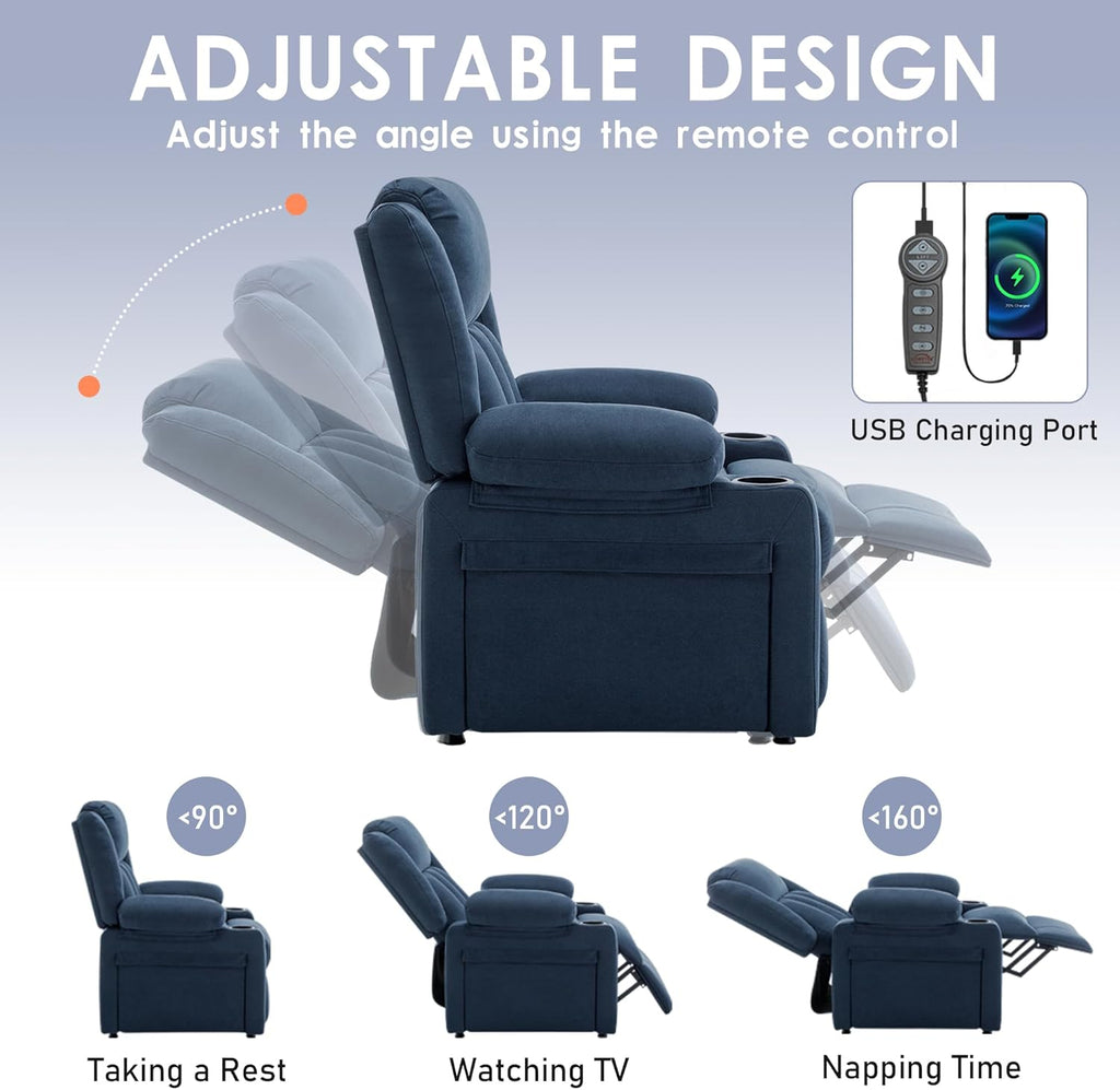 Andeworld Power Recliner Chair,Reclining Sofa Chair with Heat and Massage for Adults