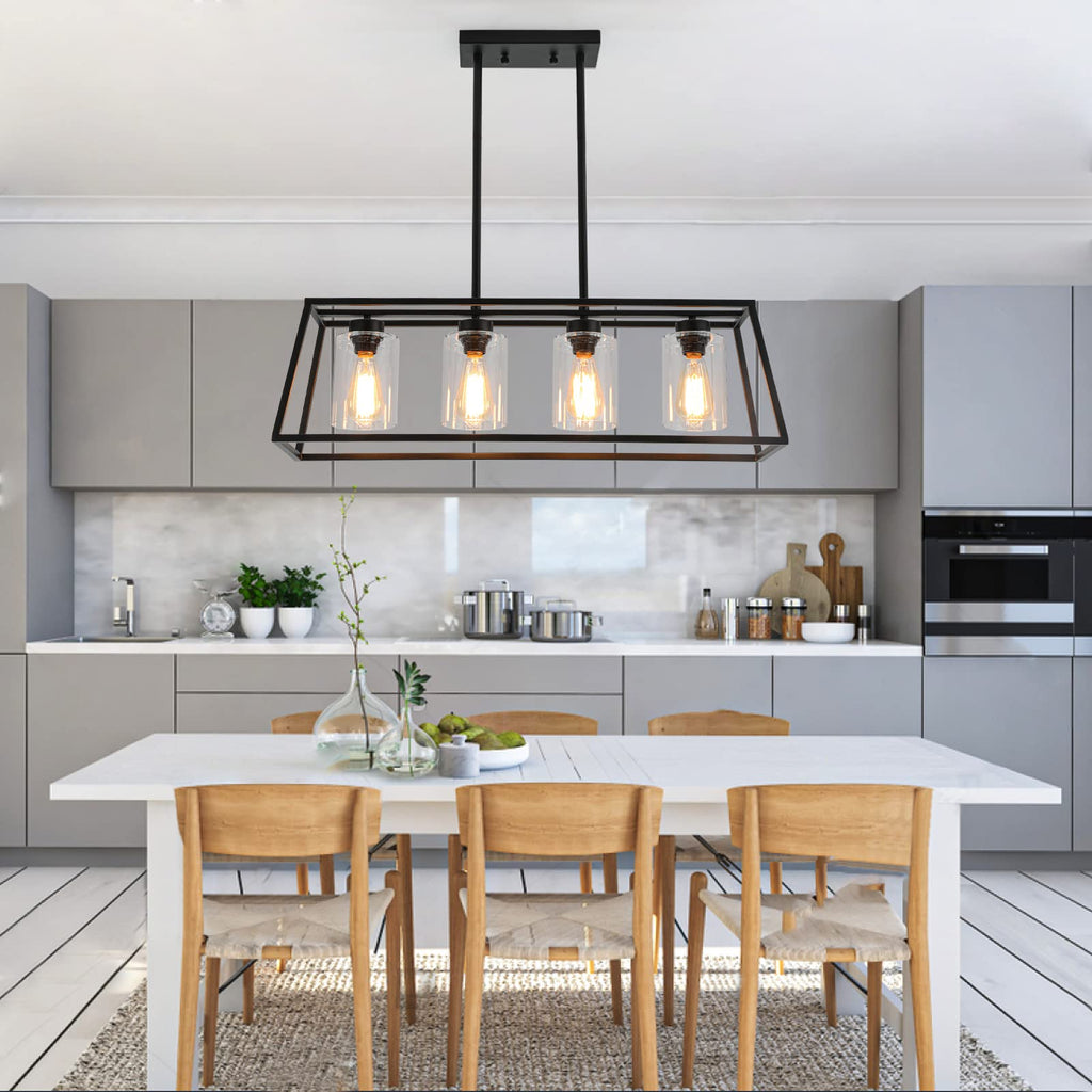 4-Light Black Farmhouse Chandelier Light Fixture