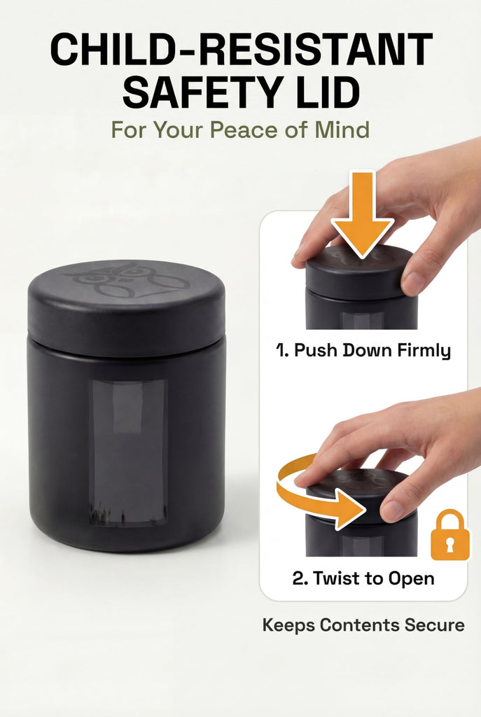 Smell Proof Containers (120mL), Jars with Airtight Lids for Herbs, Spices, Coffee and Tea, Air Tight Glass Storage
