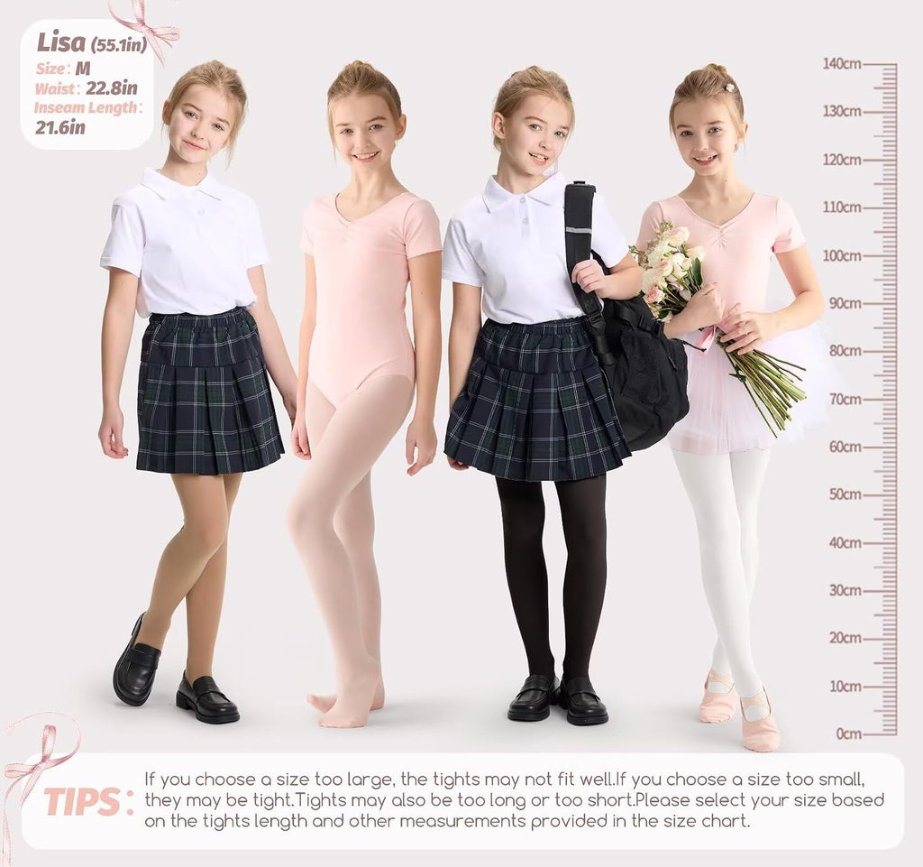 3 Pack Girls Ballet Tights 50D Ultra Soft Opaque Footed Stockings