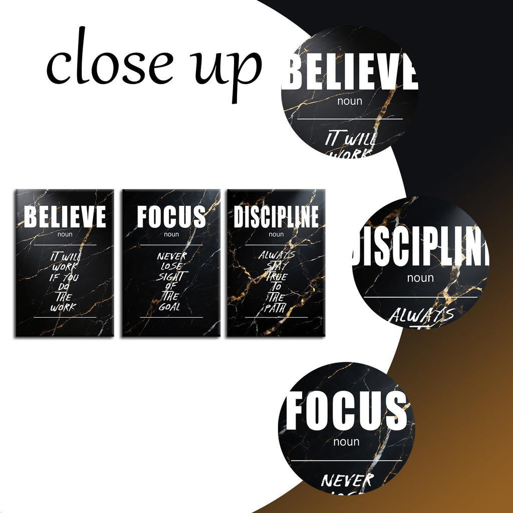 Believe in the Work 3 Panel Canvas Prints, Marble Office Wall Art