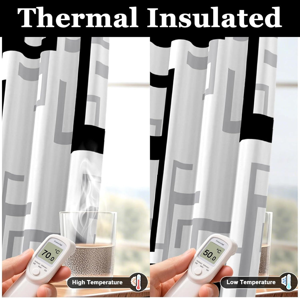 Modern Blackout Curtains for Bedroom Living Room 2 Panels 100% Blackout Black and White Pattern Curtains Abstract