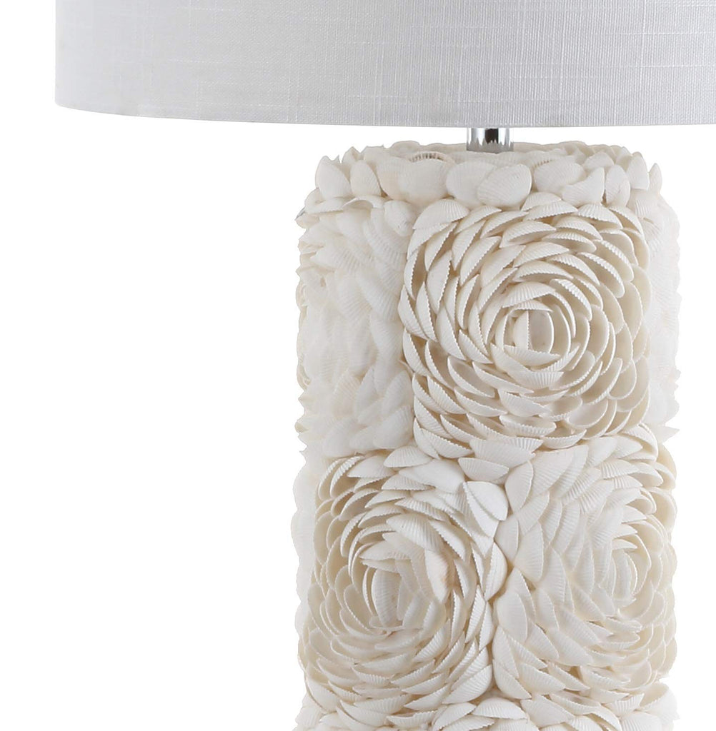 Rosette 28.5" Seashell Resin Column Table Lamp, Cream