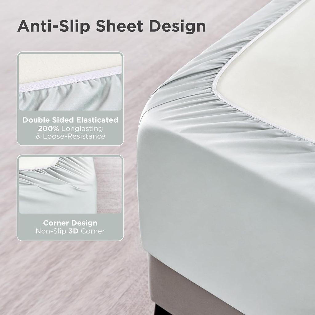 100% Egyptian Cotton Sateen King Sheet Set - 1000 Thread Count, Ultra-Soft 4 Piece Bedding, Extra Deep 16" Pocket
