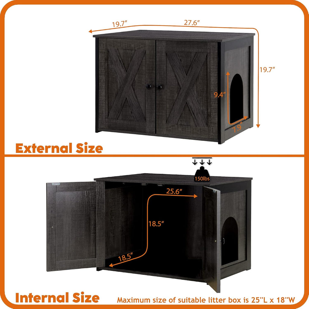 Cat Litter Box Enclosure, Hidden Litter Box Furniture, 27.6 Inches
